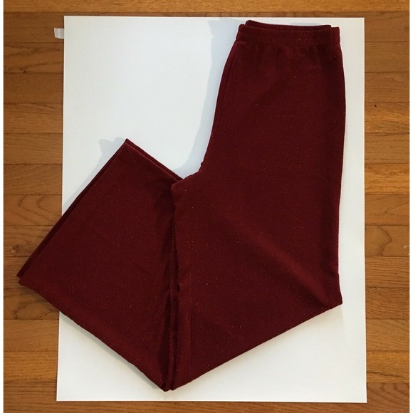 Dani Max Pants Size 12p Red Shimmer Elastic Waist 29 Inseam 1 only of a 3 pc Set - Picture 1 of 11